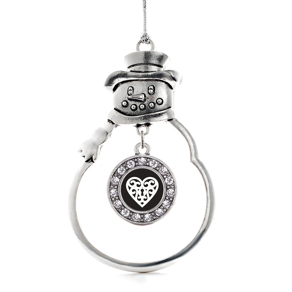 Heart Shaped Lock Circle Charm Christmas / Holiday Ornament
