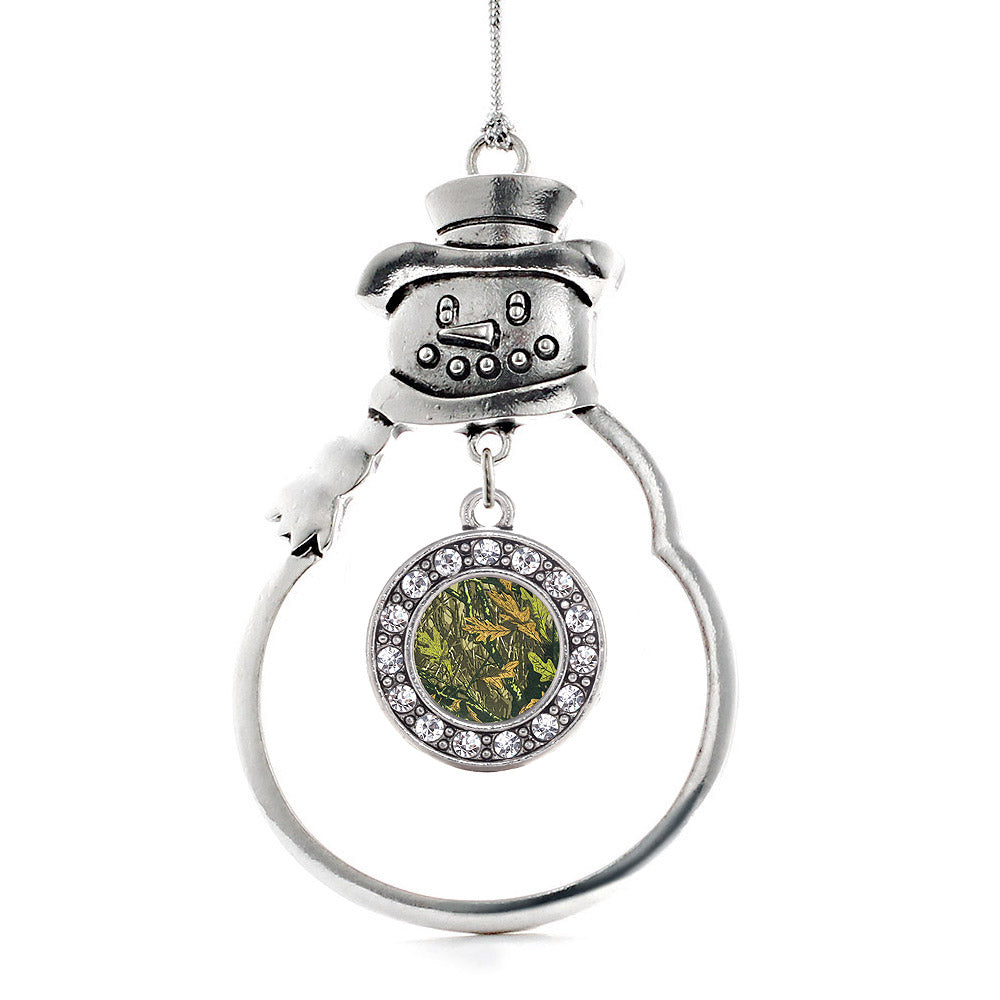 Green Hunting Pattern Circle Charm Christmas / Holiday Ornament