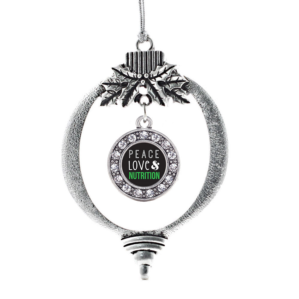 Peace, Love, and Nutrition Circle Charm Christmas / Holiday Ornament