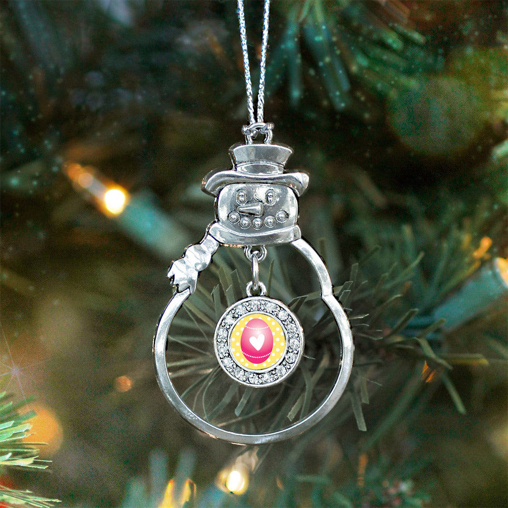 Pink Easter Egg Circle Charm Christmas / Holiday Ornament