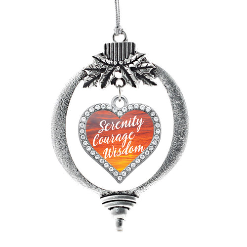 Sunset Serenity Prayer Open Heart Charm Christmas / Holiday Ornament