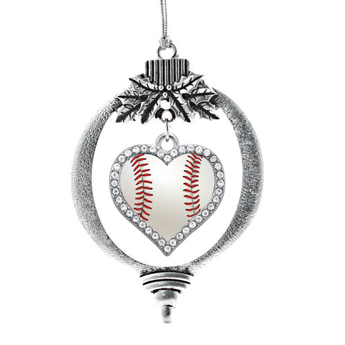 Baseball Open Heart Charm Christmas / Holiday Ornament