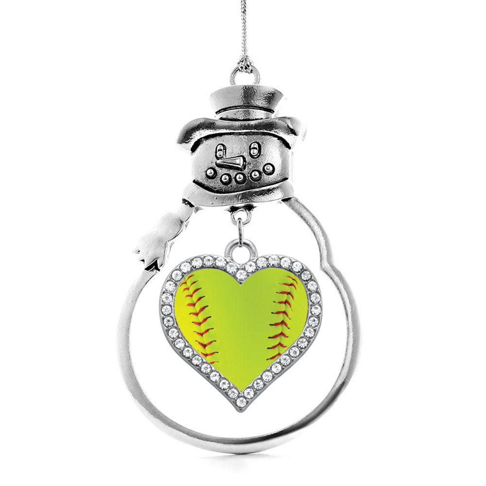 Softball Open Heart Charm Christmas / Holiday Ornament