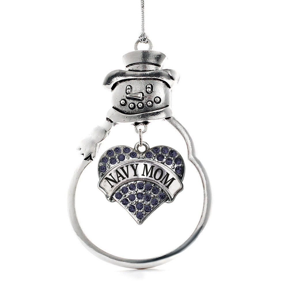 Navy Mom Pave Heart Charm Christmas / Holiday Ornament