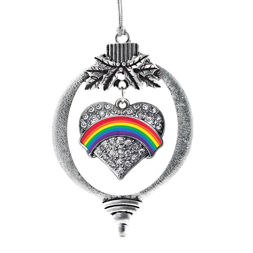 LGBT Pride Pave Heart Charm Christmas / Holiday Ornament