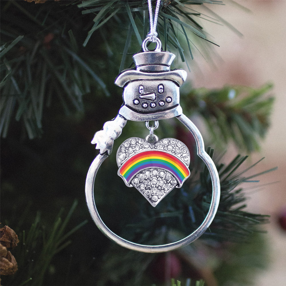 LGBT Pride Pave Heart Charm Christmas / Holiday Ornament