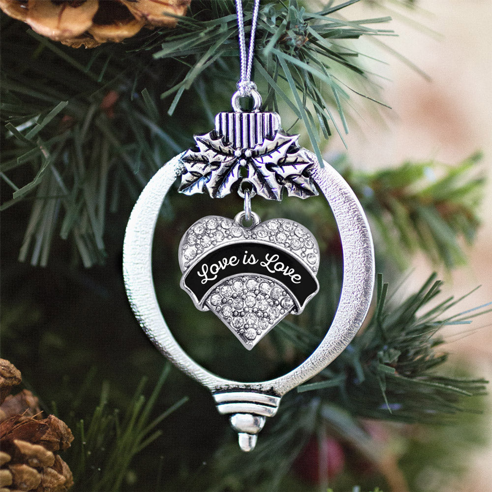Love is Love Pave Heart Charm Christmas / Holiday Ornament
