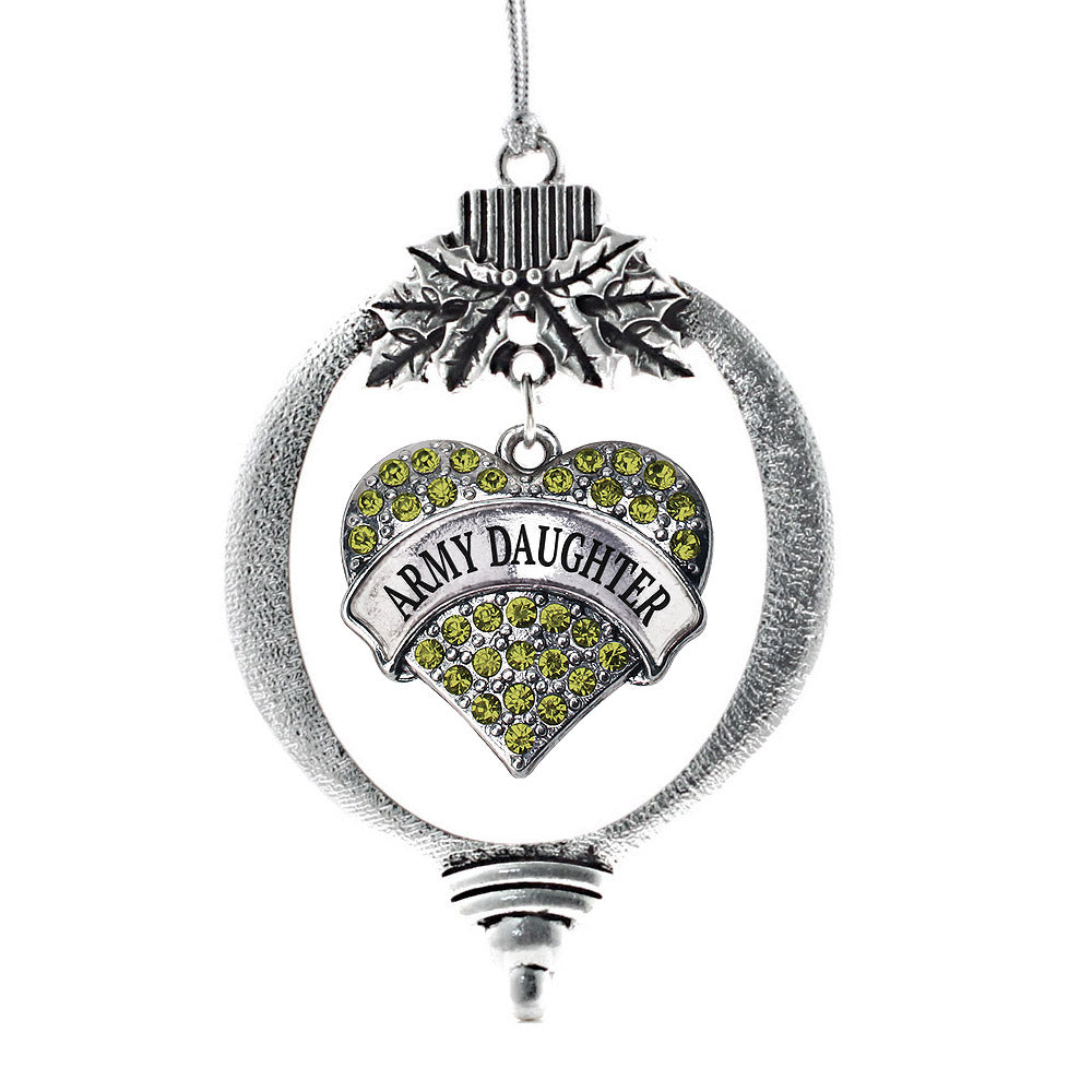 Army Daughter Pave Heart Charm Christmas / Holiday Ornament