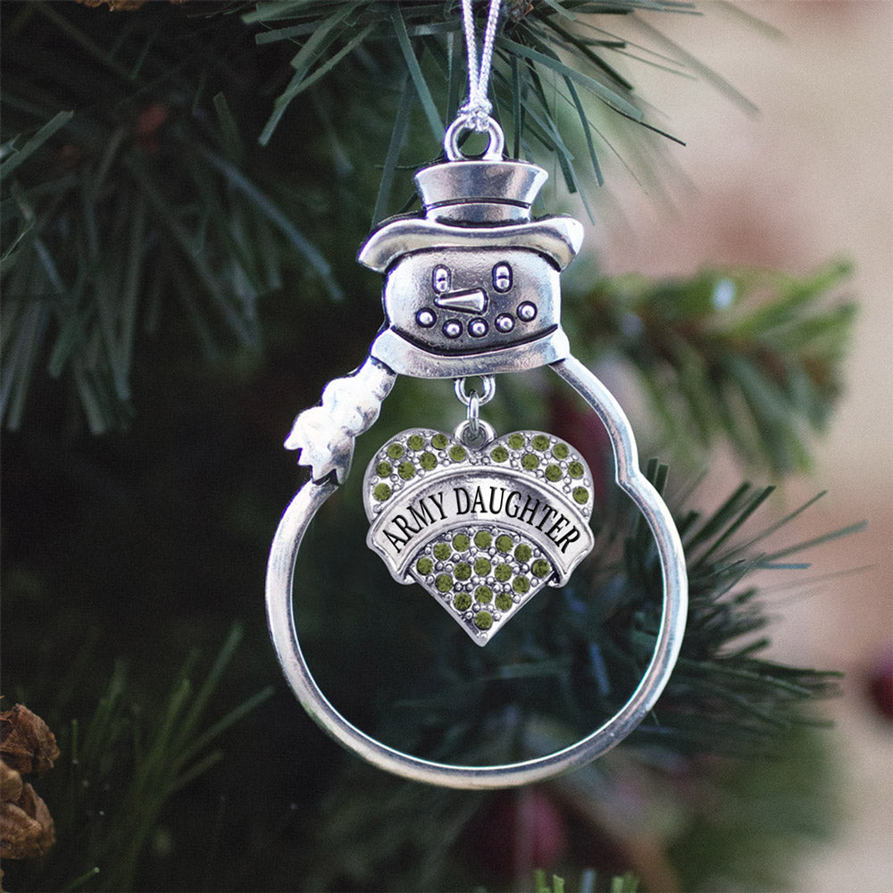 Army Daughter Pave Heart Charm Christmas / Holiday Ornament