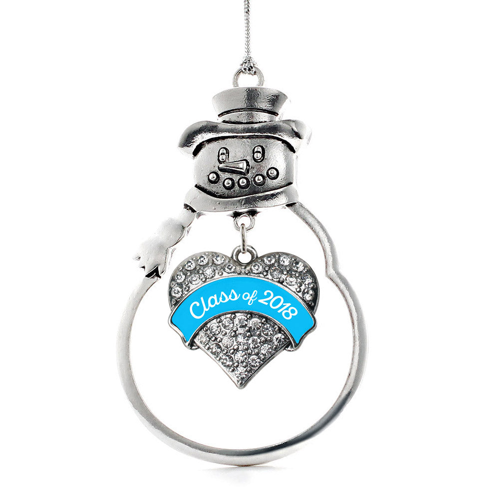 Blue Class of 2018 Pave Heart Charm Christmas / Holiday Ornament
