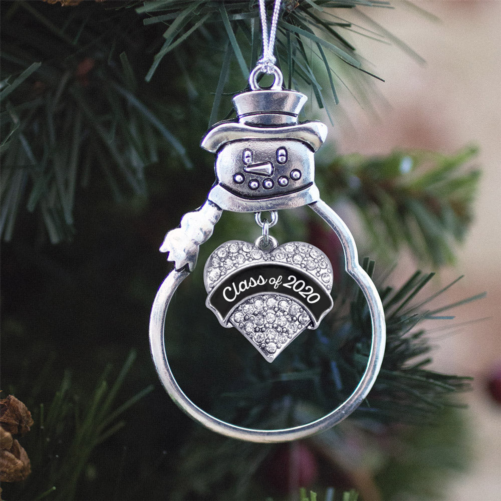 Black and White Class of 2020 Pave Heart Charm Christmas / Holiday Ornament