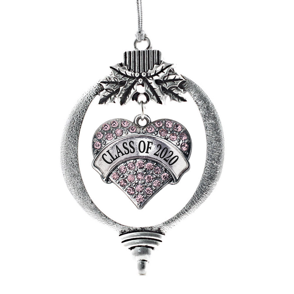 Class of 2020 Pink Pave Heart Charm Christmas / Holiday Ornament