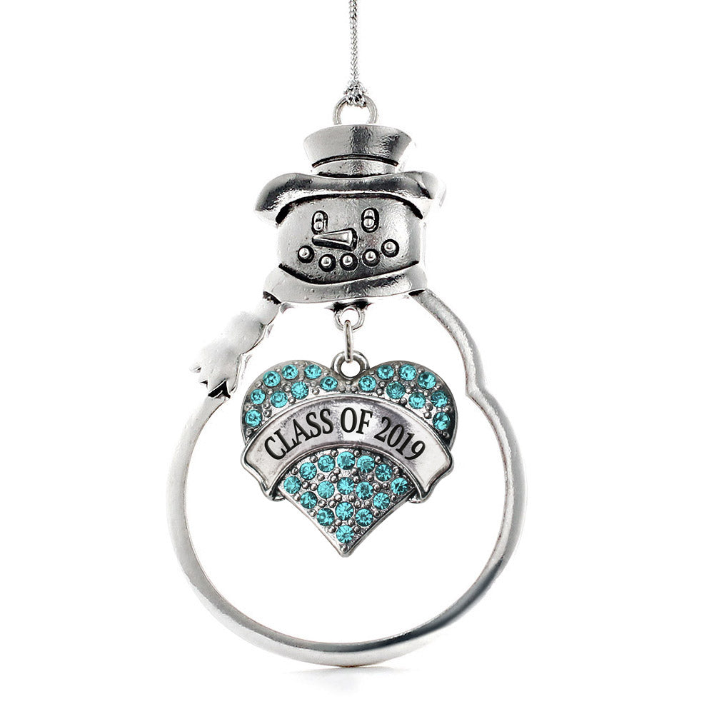 Class of 2019 Aqua Pave Heart Charm Christmas / Holiday Ornament