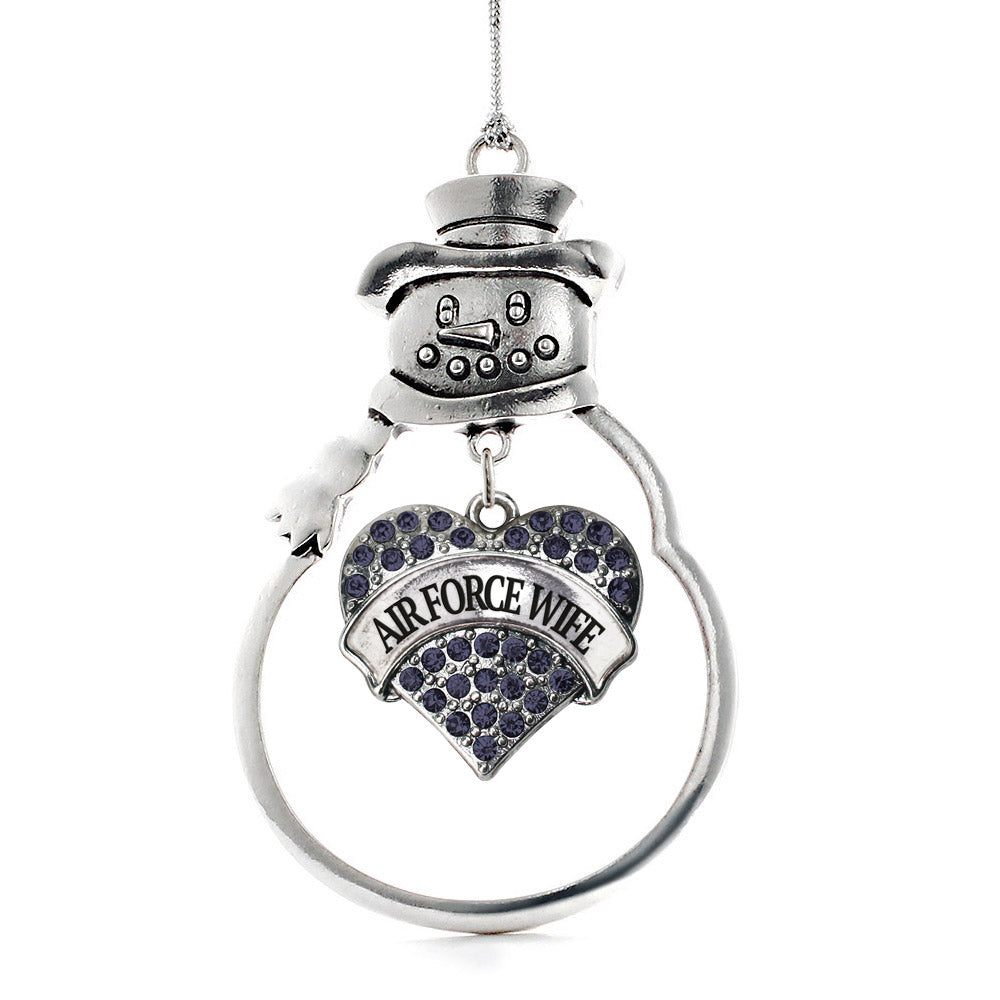 Air Force Wife Pave Heart Charm Christmas / Holiday Ornament