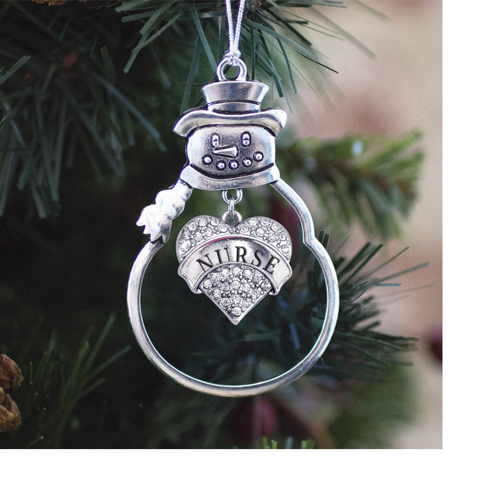 Crystal Nurse Pave Heart Charm Christmas / Holiday Ornament