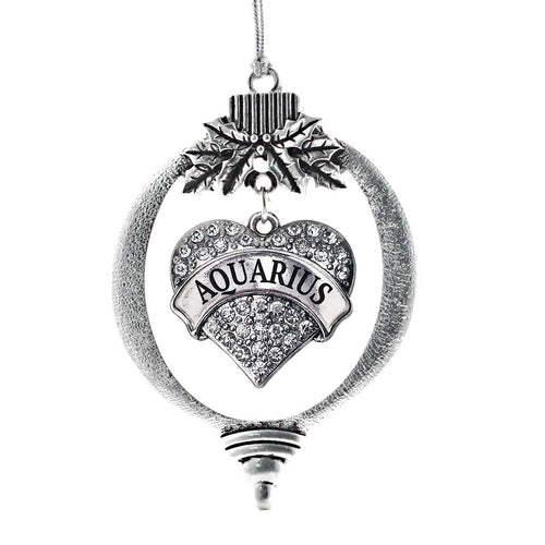 Aquarius Zodiac Pave Heart Charm Christmas / Holiday Ornament