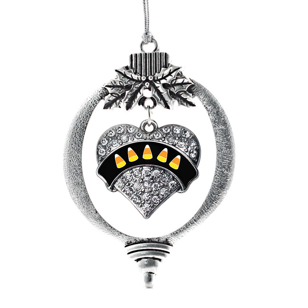 Candy Corn Pave Heart Charm Christmas / Holiday Ornament