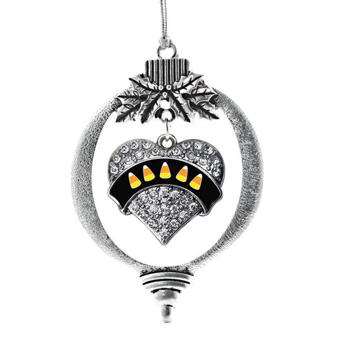 Candy Corn Pave Heart Charm Christmas / Holiday Ornament