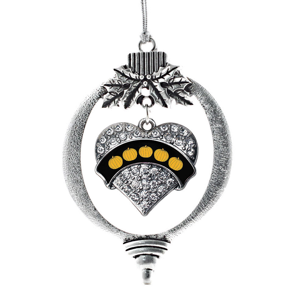 Pumpkins Pave Heart Charm Christmas / Holiday Ornament