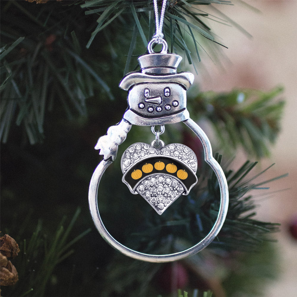 Pumpkins Pave Heart Charm Christmas / Holiday Ornament