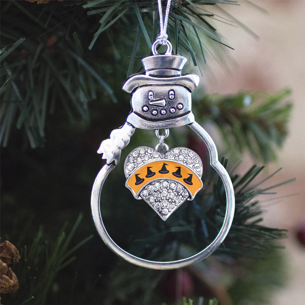 Witch Hats Pave Heart Charm Christmas / Holiday Ornament