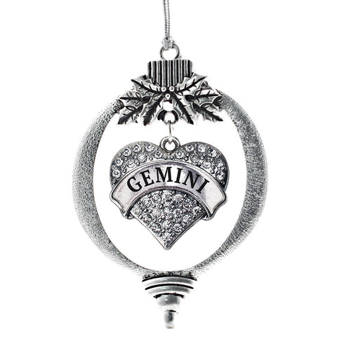 Gemini Zodiac Pave Heart Charm Christmas / Holiday Ornament