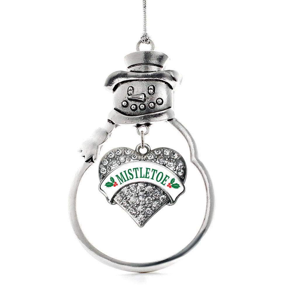 Mistletoe Pave Heart Charm Christmas / Holiday Ornament
