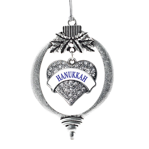 Hanukkah Pave Heart Charm Christmas / Holiday Ornament
