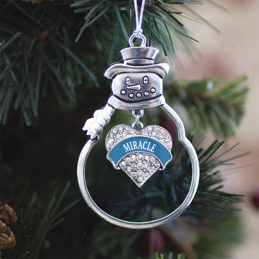Blue Miracle Pave Heart Charm Christmas / Holiday Ornament