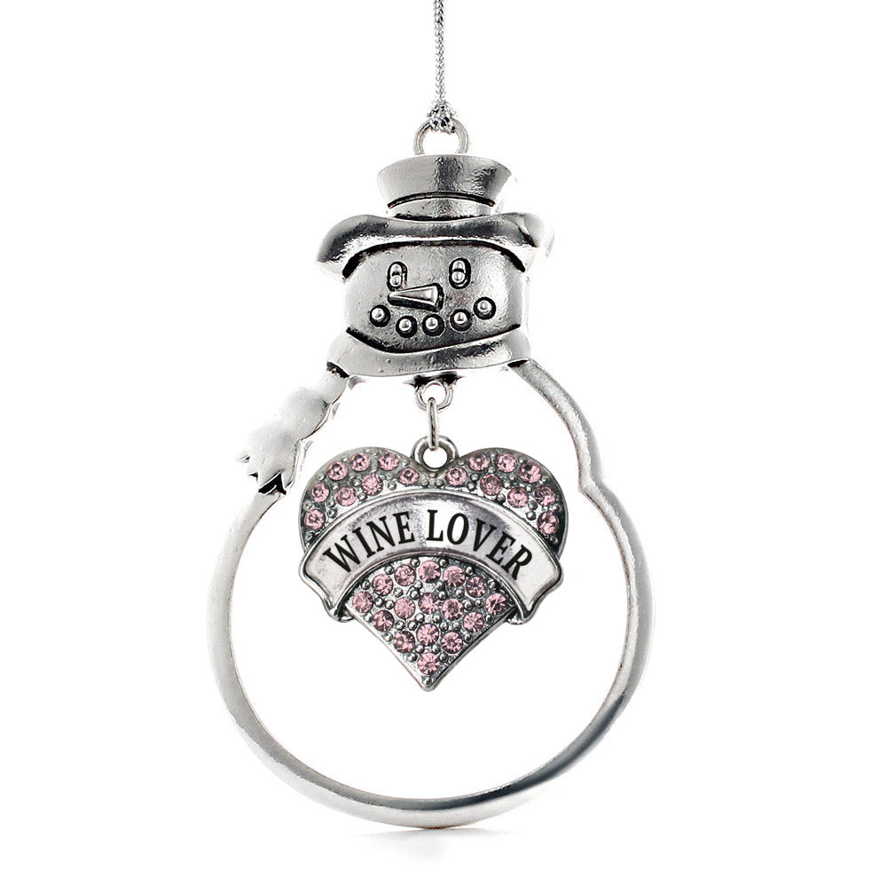 Wine Lover Pink Pave Heart Charm Christmas / Holiday Ornament