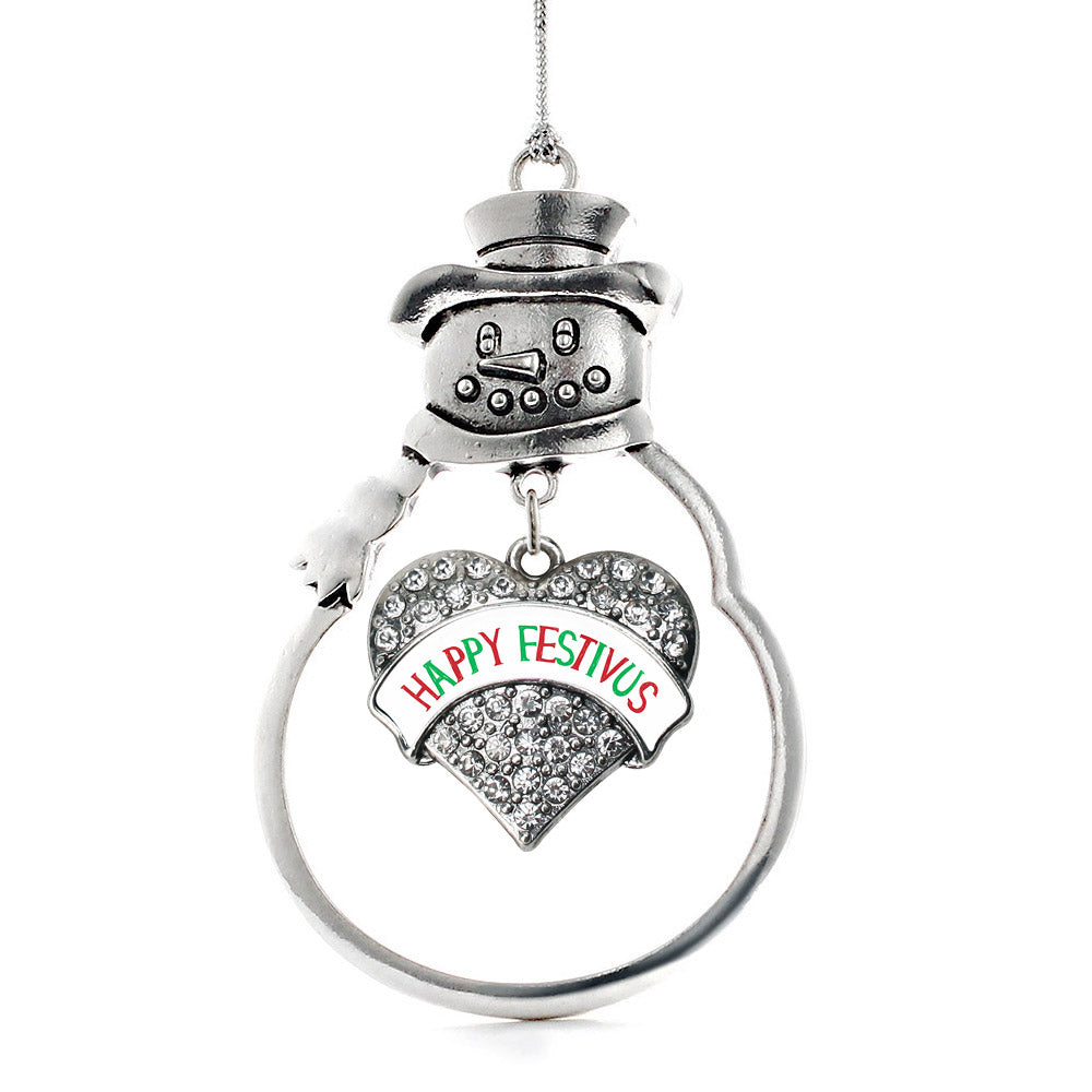 Happy Festivus Pave Heart Charm Christmas / Holiday Ornament
