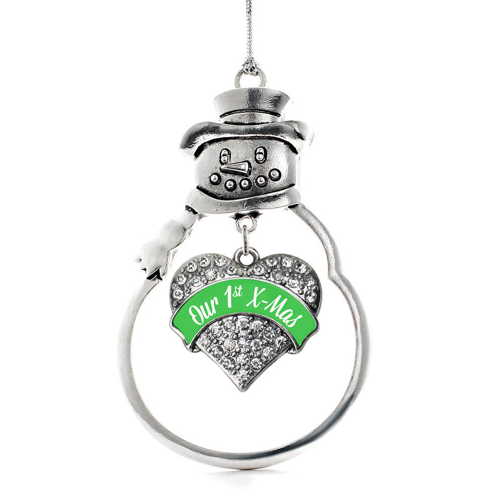Green Our First X-Mas Pave Heart Charm Christmas / Holiday Ornament