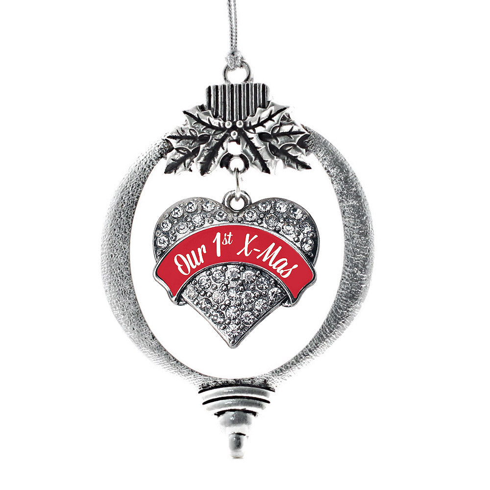 Red Our First X-Mas Pave Heart Charm Christmas / Holiday Ornament