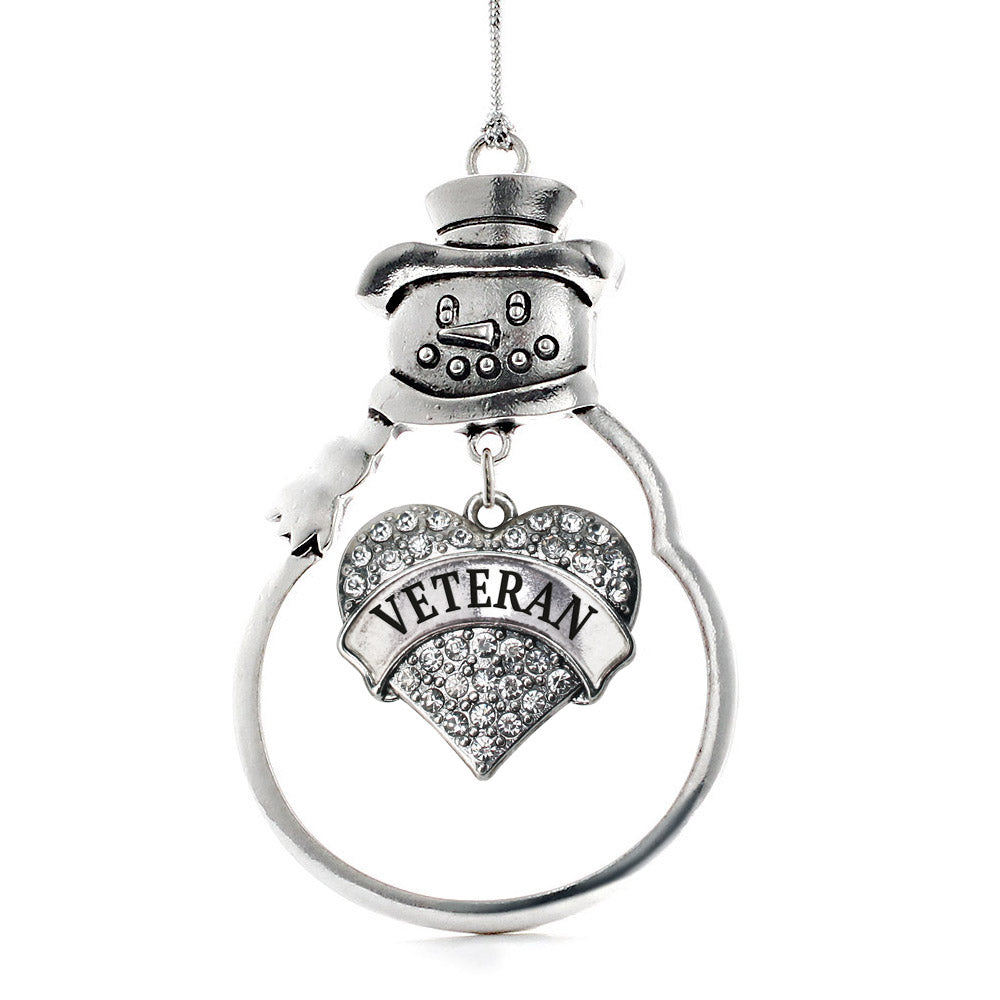 Veteran Pave Heart Charm Christmas / Holiday Ornament