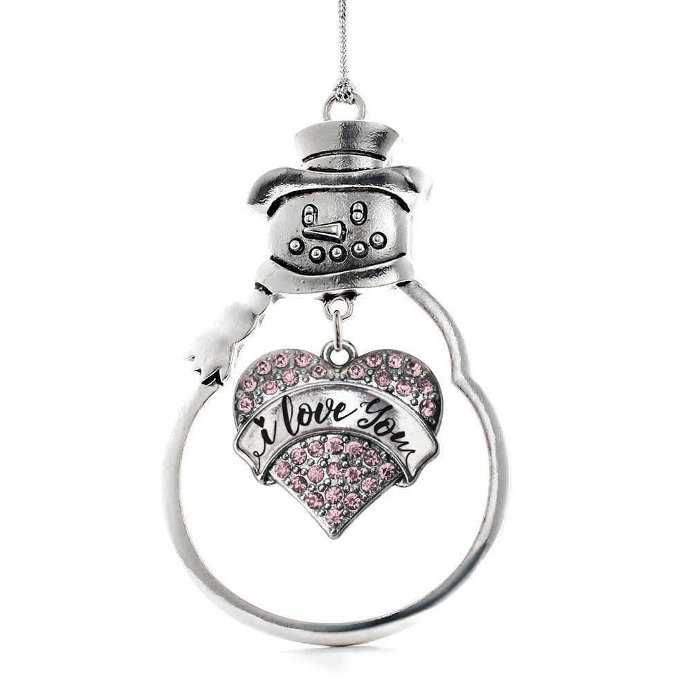 I Love You Handwritten Script Pink Pave Heart Charm Christmas / Holiday Ornament