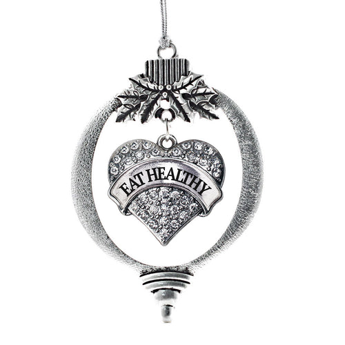 Eat Healthy Pave Heart Charm Christmas / Holiday Ornament