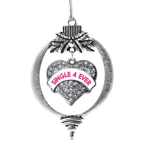 Single 4 Ever White Candy Pave Heart Charm Christmas / Holiday Ornament