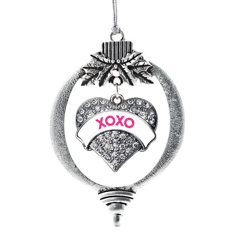 XOXO White Candy Pave Heart Charm Christmas / Holiday Ornament