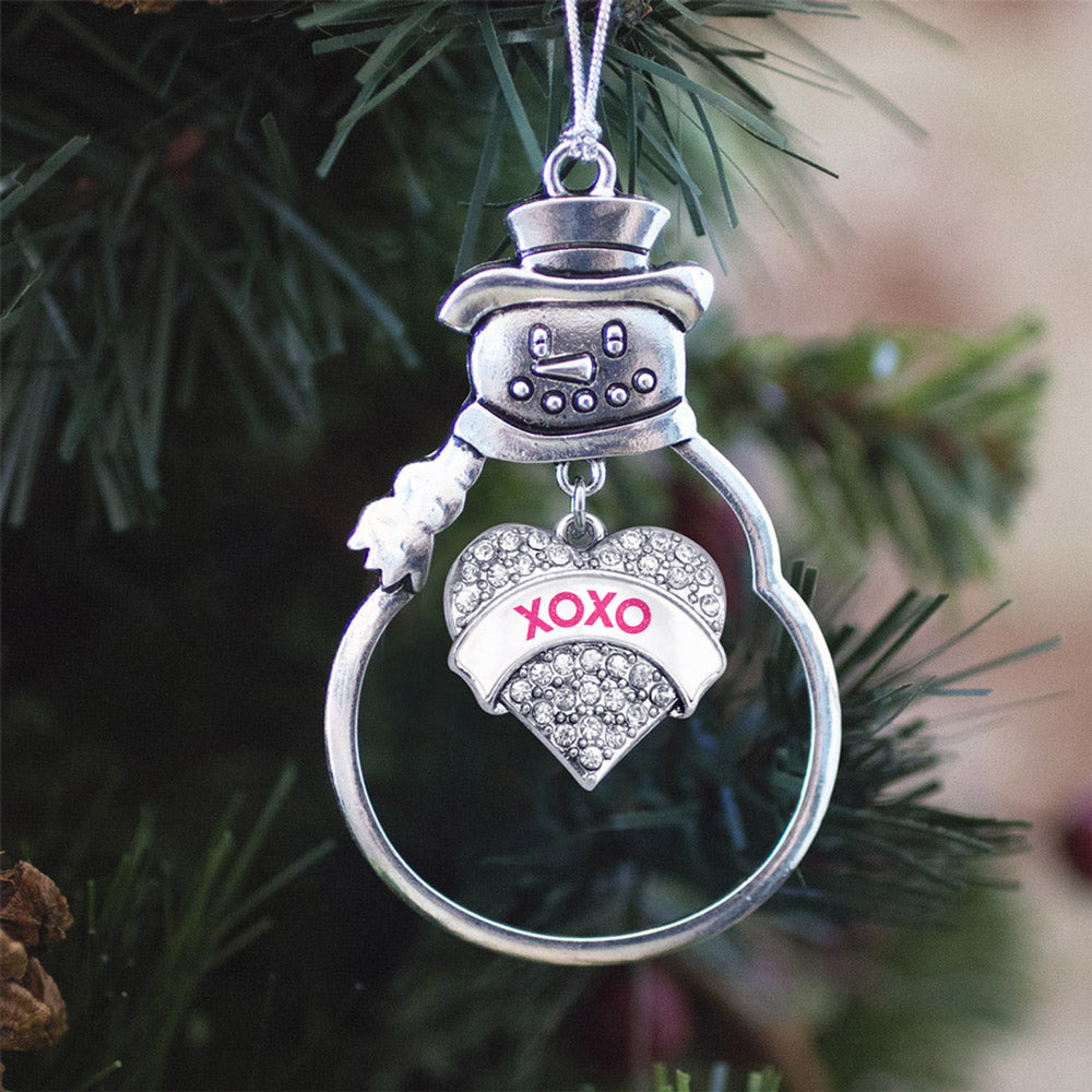 XOXO White Candy Pave Heart Charm Christmas / Holiday Ornament