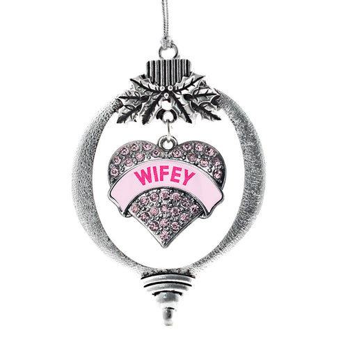 Wifey Candy Pink Pave Heart Charm Christmas / Holiday Ornament