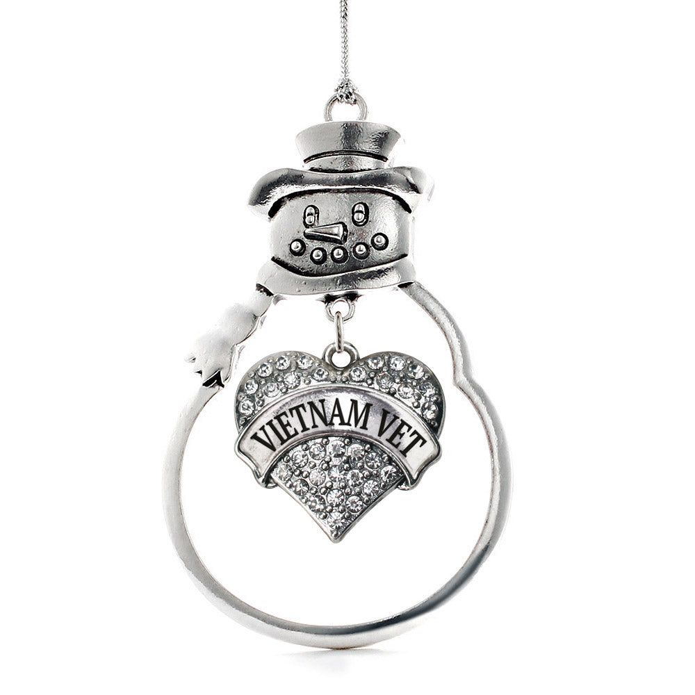 Vietnam Veteran Pave Heart Charm Christmas / Holiday Ornament