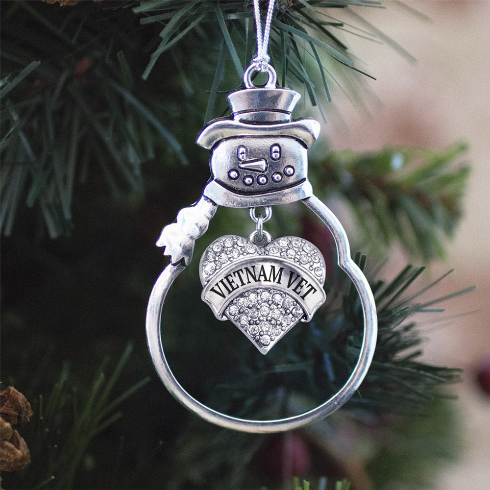 Vietnam Veteran Pave Heart Charm Christmas / Holiday Ornament
