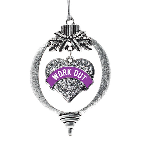 Purple Workout Pave Heart Charm Christmas / Holiday Ornament