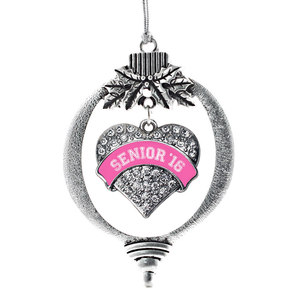 Pink Senior 2016 Pave Heart Charm Christmas / Holiday Ornament