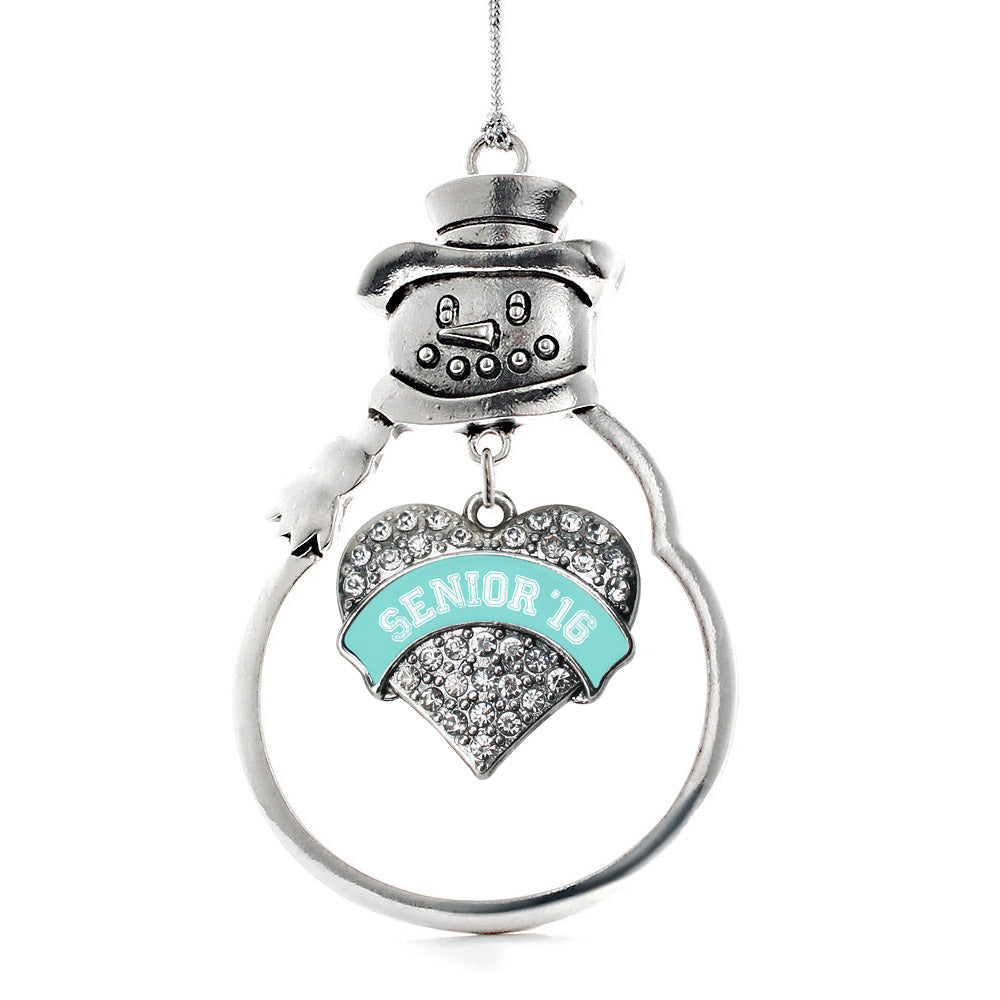 Teal Senior 2016 Pave Heart Charm Christmas / Holiday Ornament