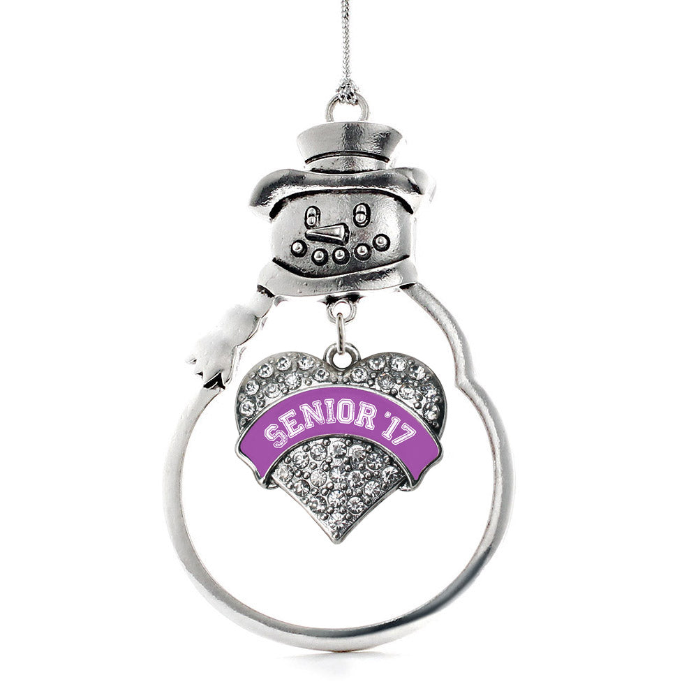 Purple Senior 2017 Pave Heart Charm Christmas / Holiday Ornament