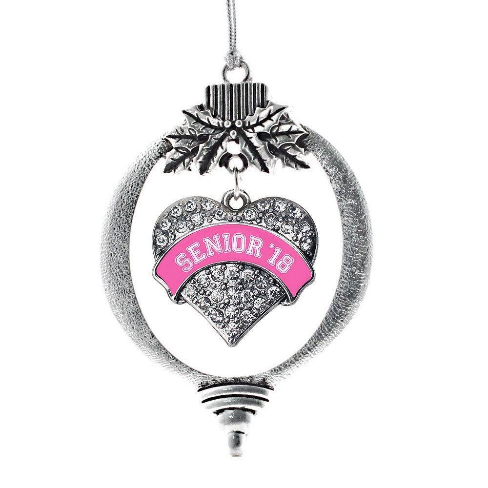 Pink Senior 2018 Pave Heart Charm Christmas / Holiday Ornament