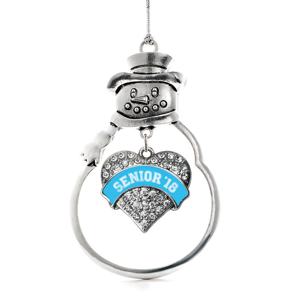 Blue Senior 2018 Pave Heart Charm Christmas / Holiday Ornament