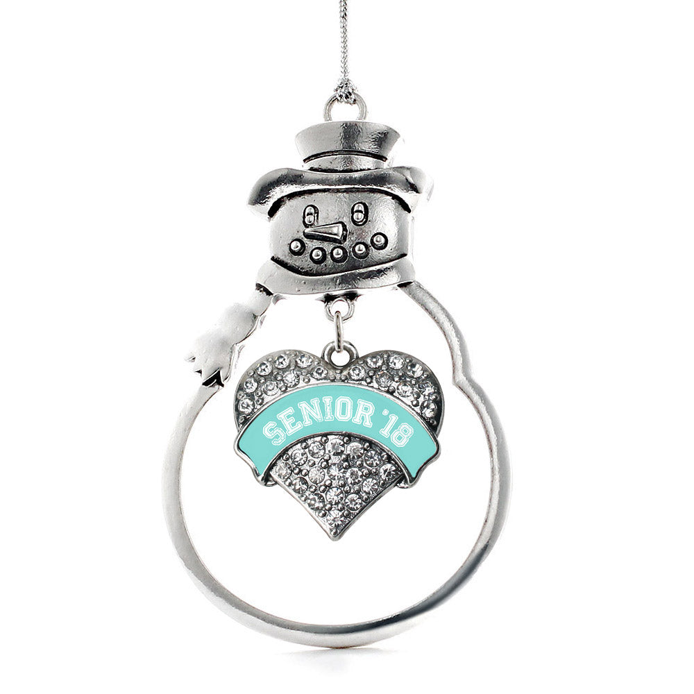 Teal 2018 Pave Heart Charm Christmas / Holiday Ornament