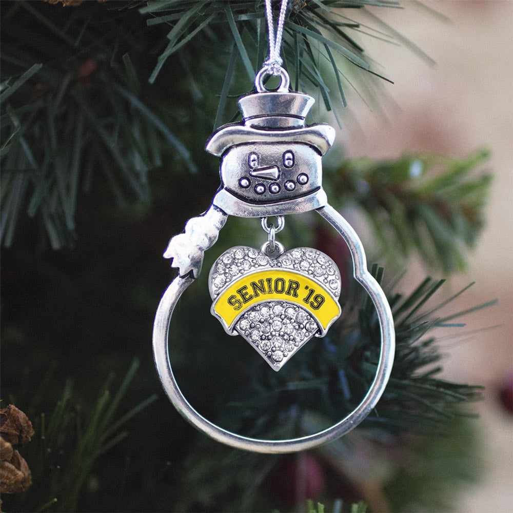 Yellow Senior 2019 Pave Heart Charm Christmas / Holiday Ornament